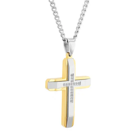 JMS always Necklaces Original Robert Alton 110CTW Diamond Stainless Steel with Yellow Finish Cross Pendant JMS always Necklaces Original Robert Alton 110CTW Diamond Stainless Steel with Yellow Finish Cross Pendant