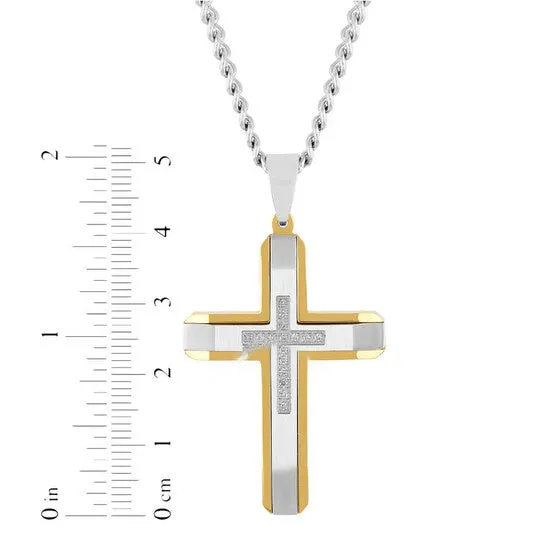 JMS always Necklaces Original Robert Alton 110CTW Diamond Stainless Steel with Yellow Finish Cross Pendant JMS always Necklaces Original Robert Alton 110CTW Diamond Stainless Steel with Yellow Finish Cross Pendant