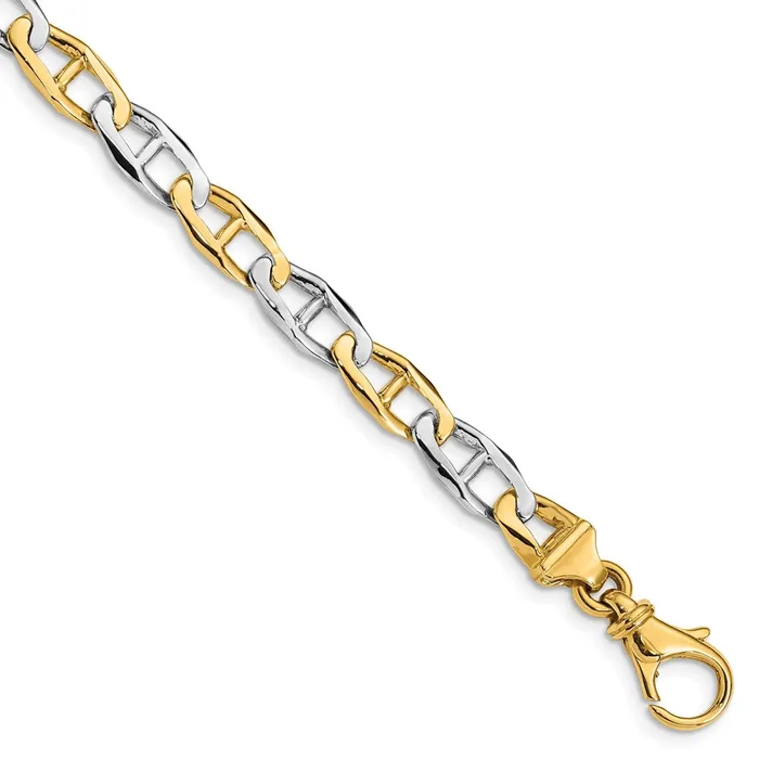MDS Necklaces Solid 14K Twotone Gold 20 inch 65mm Hand Polished Fancy Link with Fancy Lobster Clasp Chain Necklace MDS Necklaces Solid 14K Twotone Gold 20 inch 65mm Hand Polished Fancy Link with Fancy Lobster Clasp Chain Necklace