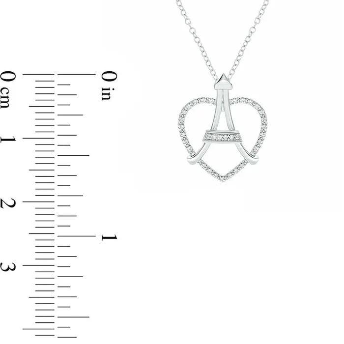 Necklaces 01 CT TW Natural Diamond Heart Online Eiffel Tower Pendant in Sterling Silver Goldia Necklaces 01 CT TW Natural Diamond Heart Online Eiffel Tower Pendant in Sterling Silver Goldia