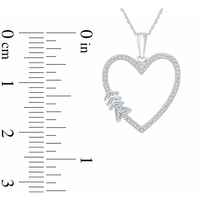Necklaces Goldia 007 CT TW Natural Diamond Arrow Heart Pendant in Sterling Silver Necklaces Goldia 007 CT TW Natural Diamond Arrow Heart Pendant in Sterling Silver