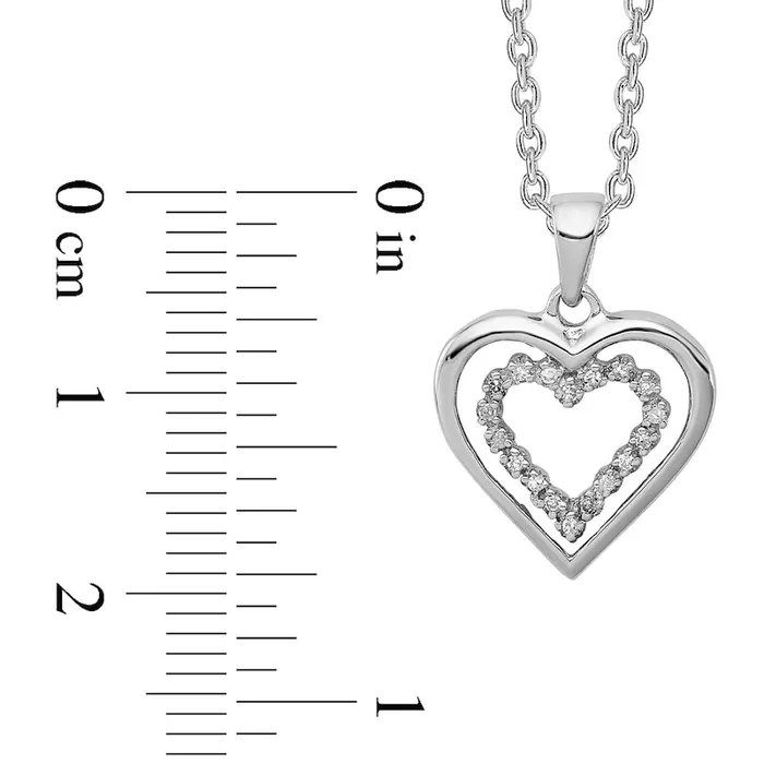 Necklaces Goldia 007 CT TW Natural Diamond Double Heart Pendant in Sterling Silver Necklaces Goldia 007 CT TW Natural Diamond Double Heart Pendant in Sterling Silver