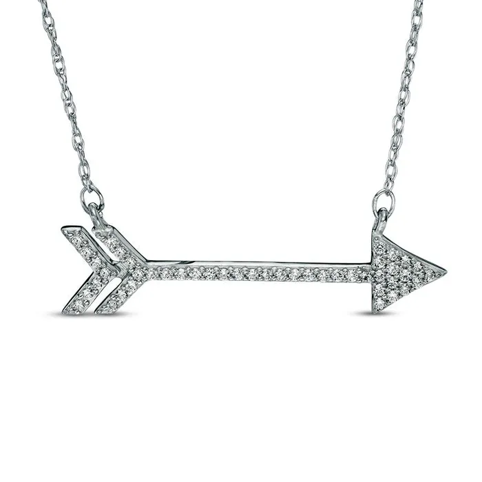 Necklaces Goldia 013 CT TW Natural Diamond Arrow Necklace in Sterling Silver Necklaces Goldia 013 CT TW Natural Diamond Arrow Necklace in Sterling Silver