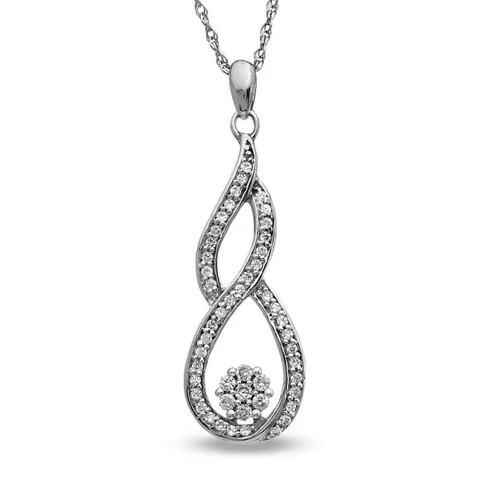 Necklaces Goldia 025 CT TW Natural Diamond Swirl Loop Flower Pendant in Sterling Silver Necklaces Goldia 025 CT TW Natural Diamond Swirl Loop Flower Pendant in Sterling Silver