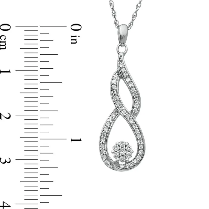 Necklaces Goldia 025 CT TW Natural Diamond Swirl Loop Flower Pendant in Sterling Silver Necklaces Goldia 025 CT TW Natural Diamond Swirl Loop Flower Pendant in Sterling Silver