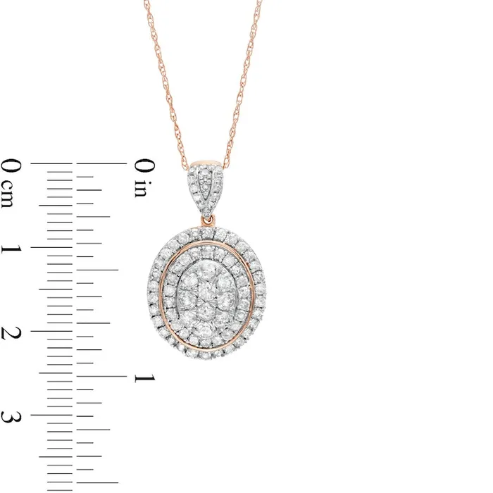 Necklaces Goldia 1 CT TW Composite Oval Natural Diamond Frame Pendant in 10K Rose Gold Necklaces Goldia 1 CT TW Composite Oval Natural Diamond Frame Pendant in 10K Rose Gold