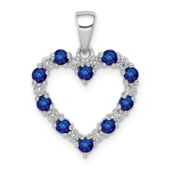 Necklaces Goldia 14k White Gold Real Diamond and Sapphire Heart Pendant