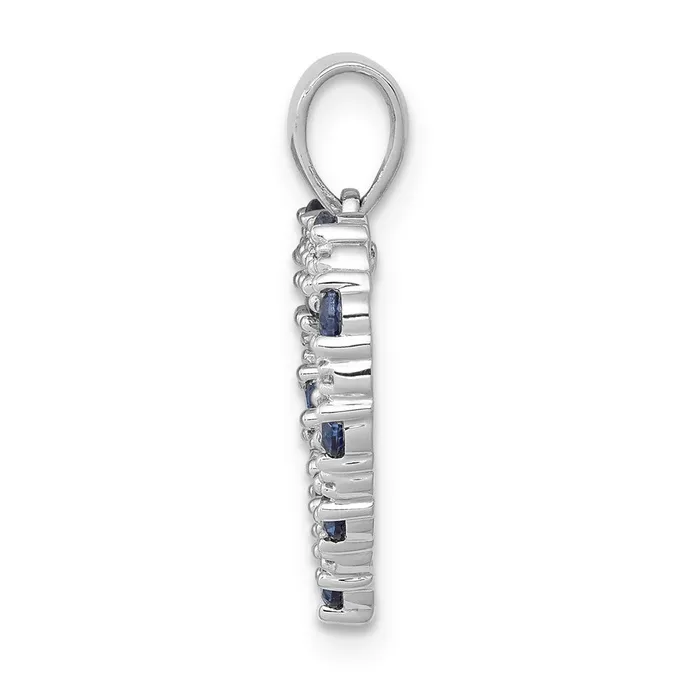 Necklaces Goldia 14k White Gold Real Diamond and Sapphire Heart Pendant
