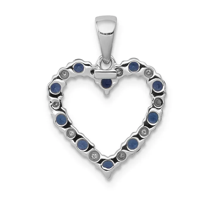 Necklaces Goldia 14k White Gold Real Diamond and Sapphire Heart Pendant