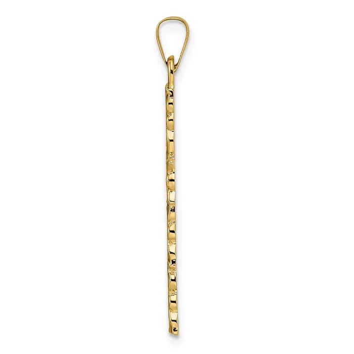 Necklaces Goldia 14k Yellow Gold Polished and Textured Solid Floral Cross Pendant