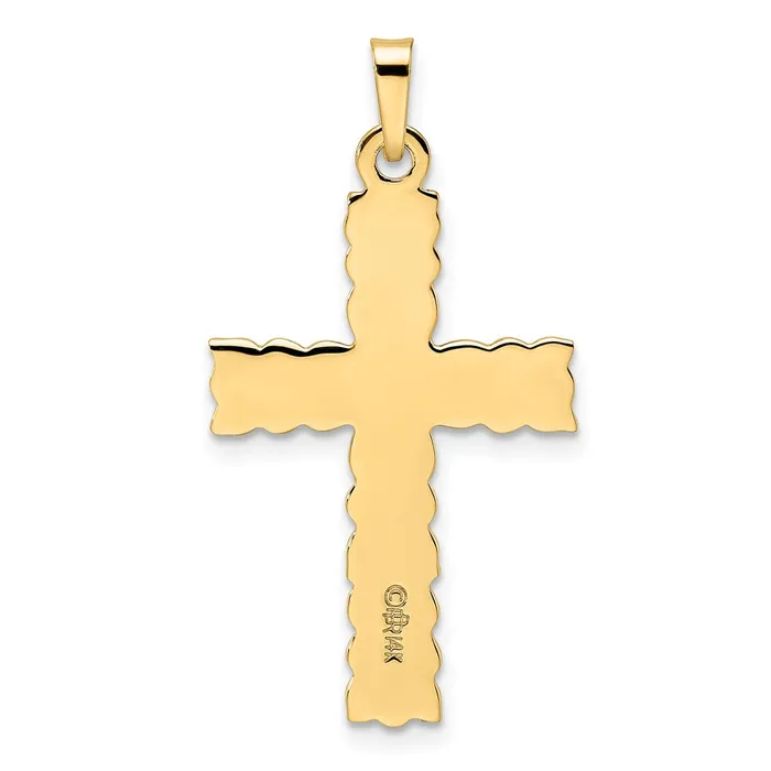 Necklaces Goldia 14k Yellow Gold Polished and Textured Solid Floral Cross Pendant
