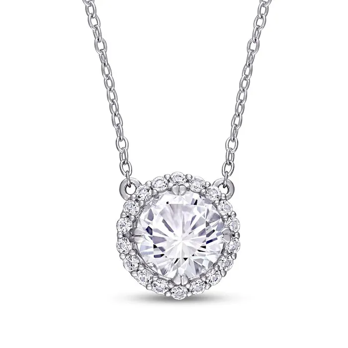 Necklaces Goldia 80mm LabCreated White Sapphire Frame Necklace in Sterling Silver Necklaces Goldia 80mm LabCreated White Sapphire Frame Necklace in Sterling Silver