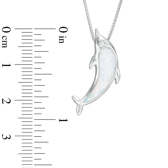 Necklaces Goldia LabCreated Opal and Diamond Accent Dolphin Pendant in Sterling Silver Necklaces Goldia LabCreated Opal and Diamond Accent Dolphin Pendant in Sterling Silver