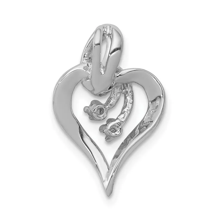 Necklaces Goldia Solid 14k White Gold AA Simulated CZ Fancy Heart Pendant