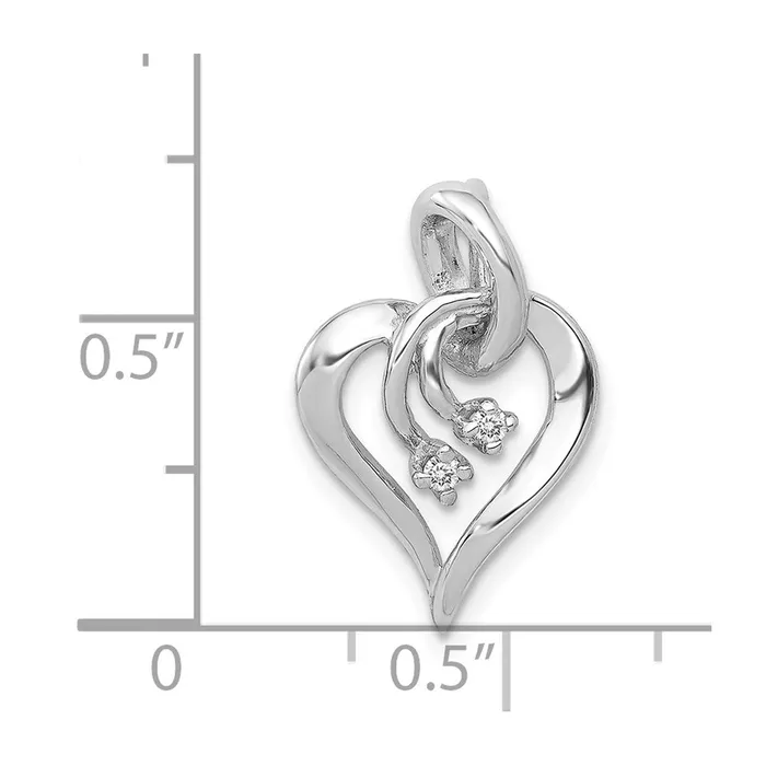 Necklaces Goldia Solid 14k White Gold AA Simulated CZ Fancy Heart Pendant