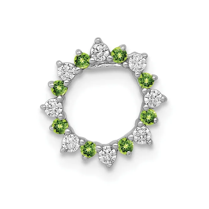Necklaces Goldia Solid 14k White Gold Simulated CZ and 08 Peridot Fancy Circle Chain Slide Necklaces Goldia Solid 14k White Gold Simulated CZ and 08 Peridot Fancy Circle Chain Slide