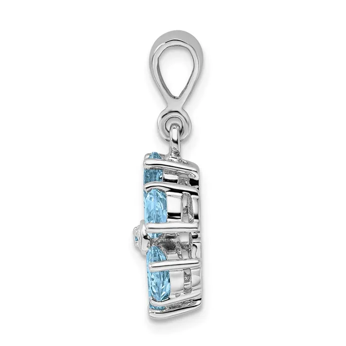 Necklaces Goldia Sterling Silver Rhodium Light Swiss Blue Topaz u0026 Diamond Flower Pendant