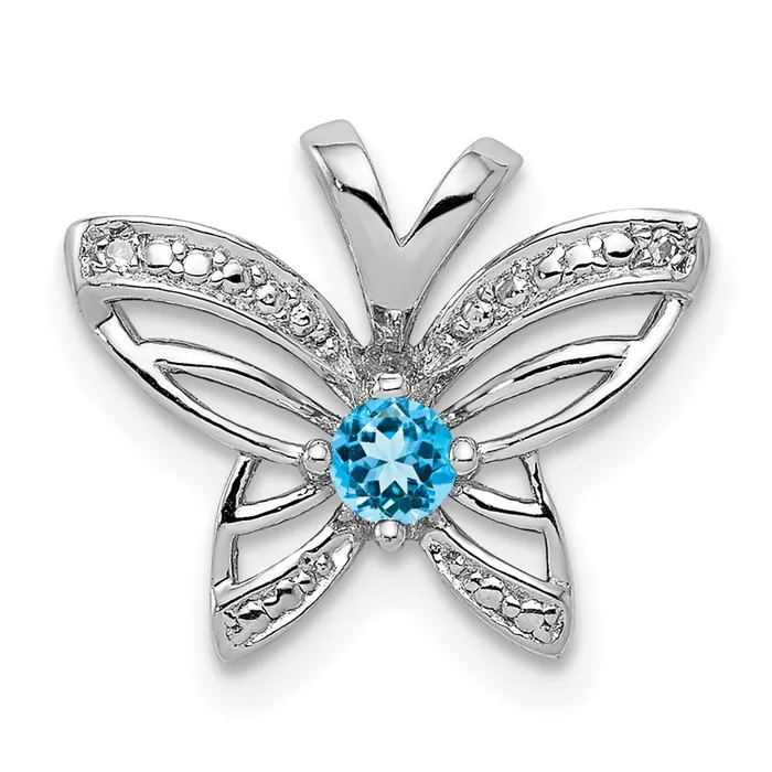 Necklaces Goldia Sterling Silver Rhodiumplated Blue Topaz u0026 Diamond Pendant Necklaces Goldia Sterling Silver Rhodiumplated Blue Topaz u0026 Diamond Pendant