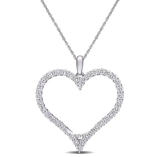 Necklaces JMS always Original Created Forever 1 14 CT TW Lab Created Diamond Heart Necklace in 14k White Gold Necklaces JMS always Original Created Forever 1 14 CT TW Lab Created Diamond Heart Necklace in 14k White Gold