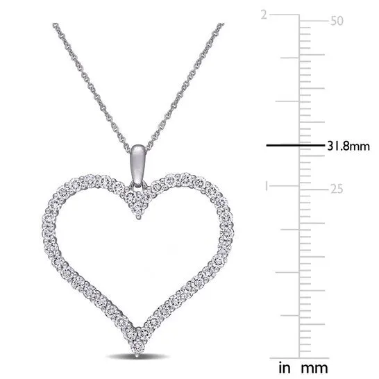 Necklaces JMS always Original Created Forever 1 14 CT TW Lab Created Diamond Heart Necklace in 14k White Gold Necklaces JMS always Original Created Forever 1 14 CT TW Lab Created Diamond Heart Necklace in 14k White Gold