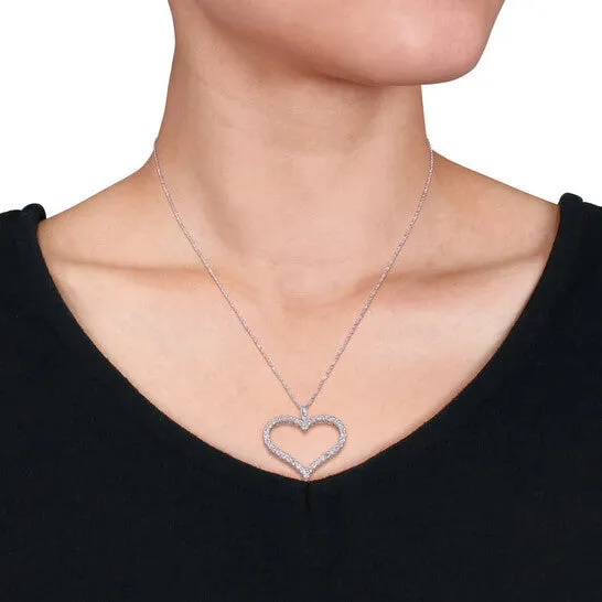 Necklaces JMS always Original Created Forever 1 14 CT TW Lab Created Diamond Heart Necklace in 14k White Gold Necklaces JMS always Original Created Forever 1 14 CT TW Lab Created Diamond Heart Necklace in 14k White Gold