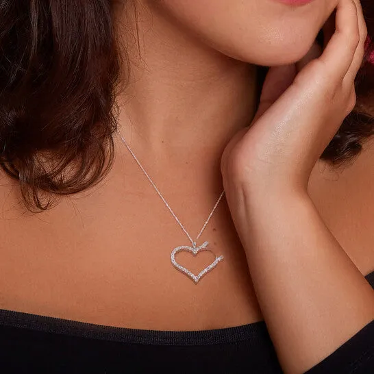 Necklaces JMS always Original Created Forever 1 14 CT TW Lab Created Diamond Heart Necklace in 14k White Gold Necklaces JMS always Original Created Forever 1 14 CT TW Lab Created Diamond Heart Necklace in 14k White Gold