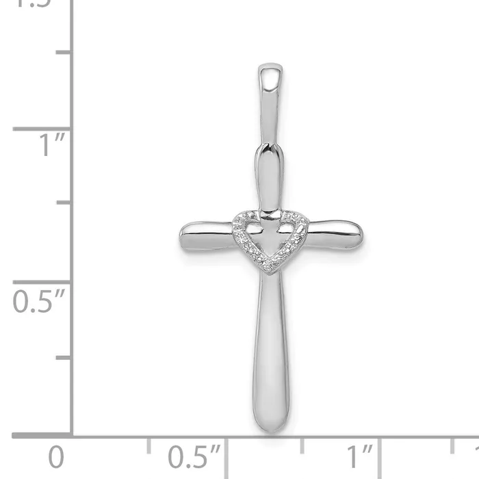 Necklaces Solid 14k White Gold 110ct Simulated CZ Cross wHeart Pendant Goldia