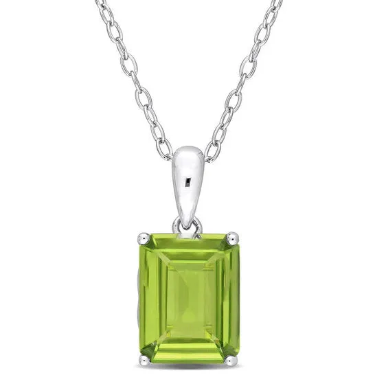 Original Amour 2 38 CT TGW Emerald Cut Peridot Solitaire Heart Design Pendant with Chain in Sterling Silver JMS always Necklaces Original Amour 2 38 CT TGW Emerald Cut Peridot Solitaire Heart Design Pendant with Chain in Sterling Silver JMS always Necklaces