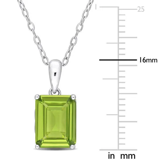 Original Amour 2 38 CT TGW Emerald Cut Peridot Solitaire Heart Design Pendant with Chain in Sterling Silver JMS always Necklaces Original Amour 2 38 CT TGW Emerald Cut Peridot Solitaire Heart Design Pendant with Chain in Sterling Silver JMS always Necklaces