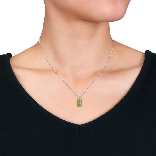 Original Amour 2 38 CT TGW Emerald Cut Peridot Solitaire Heart Design Pendant with Chain in Sterling Silver JMS always Necklaces Original Amour 2 38 CT TGW Emerald Cut Peridot Solitaire Heart Design Pendant with Chain in Sterling Silver JMS always Necklaces