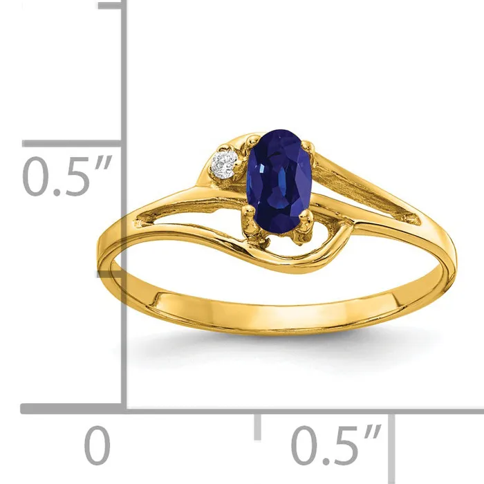 Solid 14k Yellow Gold 5x3mm Oval Simulated Sapphire VS CZ Ring Goldia Rings