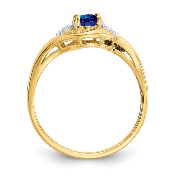 Solid 14k Yellow Gold Simulated Sapphire and CZ Ring Goldia Rings