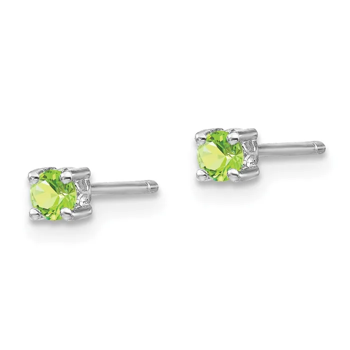 Sterling Silver 3mm Round Peridot Post Earrings Goldia Earrings