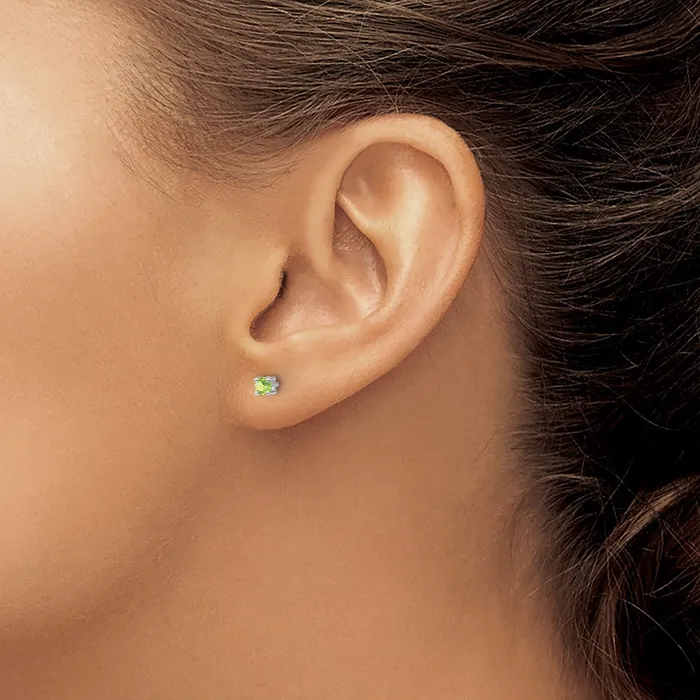Sterling Silver 3mm Round Peridot Post Earrings Goldia Earrings