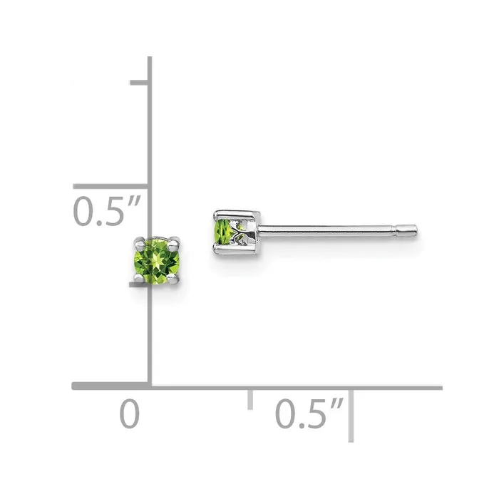 Sterling Silver 3mm Round Peridot Post Earrings Goldia Earrings