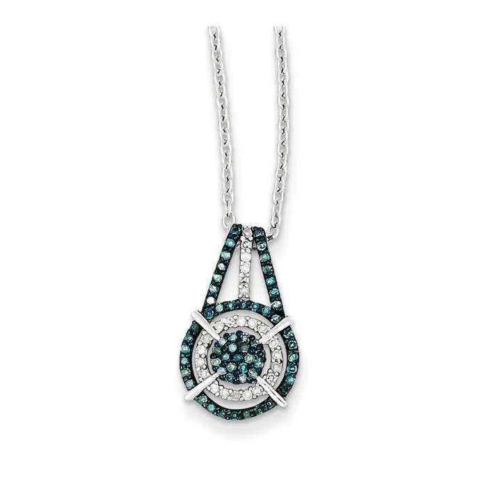 Sterling Silver Blue and White Diamond Pendant Goldia Necklaces