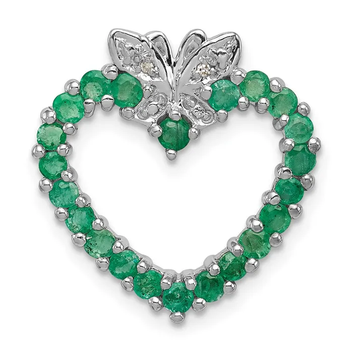 Sterling Silver Rhodiumplated Emerald u0026 Diamond Heart Pendant Goldia Necklaces Sterling Silver Rhodiumplated Emerald u0026 Diamond Heart Pendant Goldia Necklaces