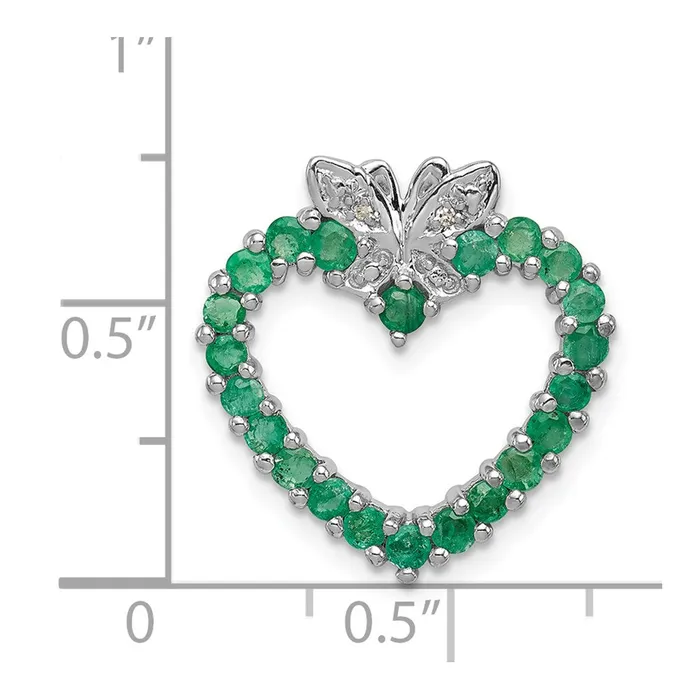 Sterling Silver Rhodiumplated Emerald u0026 Diamond Heart Pendant Goldia Necklaces