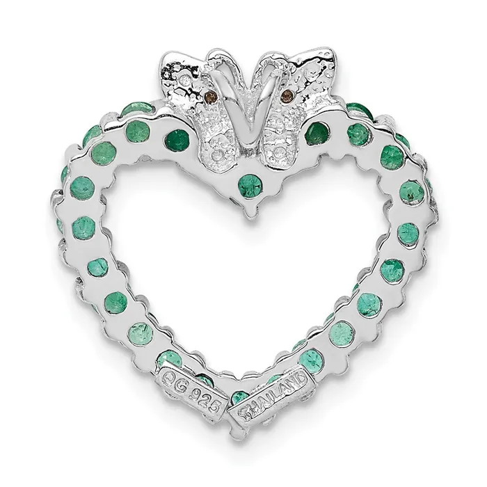 Sterling Silver Rhodiumplated Emerald u0026 Diamond Heart Pendant Goldia Necklaces