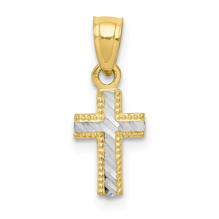 10K w Rhodium Tiny DiamondCut Cross Pendant TreasureFineJewelers Necklaces 10K w Rhodium Tiny DiamondCut Cross Pendant TreasureFineJewelers Necklaces