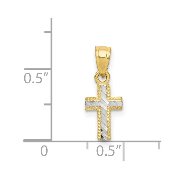 10K w Rhodium Tiny DiamondCut Cross Pendant TreasureFineJewelers Necklaces