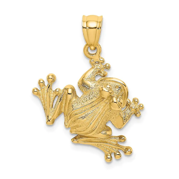 14K 2D Frog Sitting Charm TreasureFineJewelers Charm Necklaces
