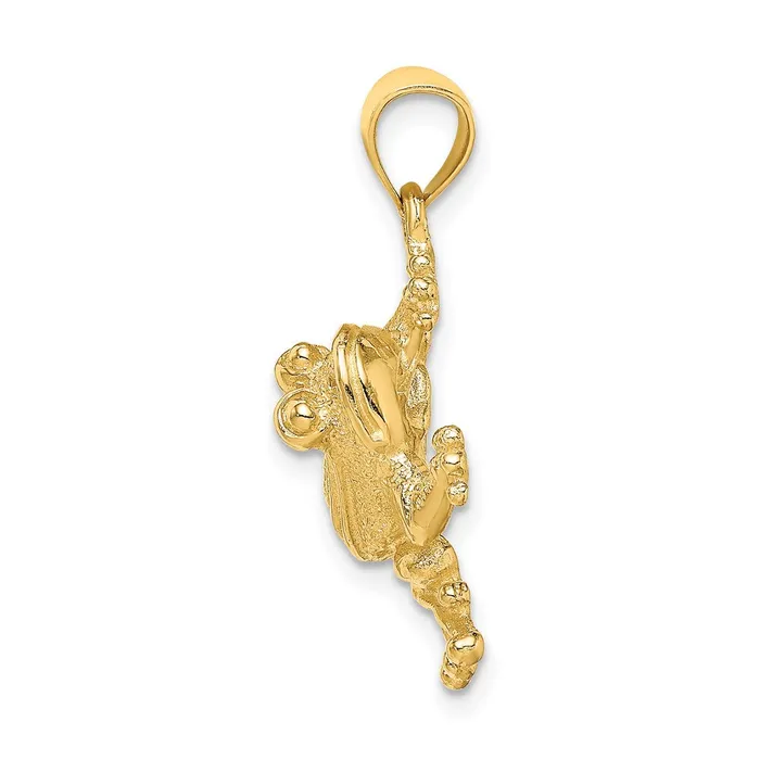 14K 2D Frog Sitting Charm TreasureFineJewelers Charm Necklaces