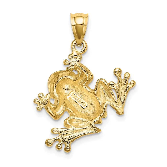 14K 2D Frog Sitting Charm TreasureFineJewelers Charm Necklaces