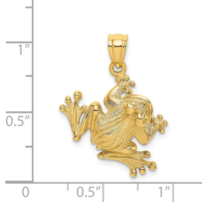 14K 2D Frog Sitting Charm TreasureFineJewelers Charm Necklaces