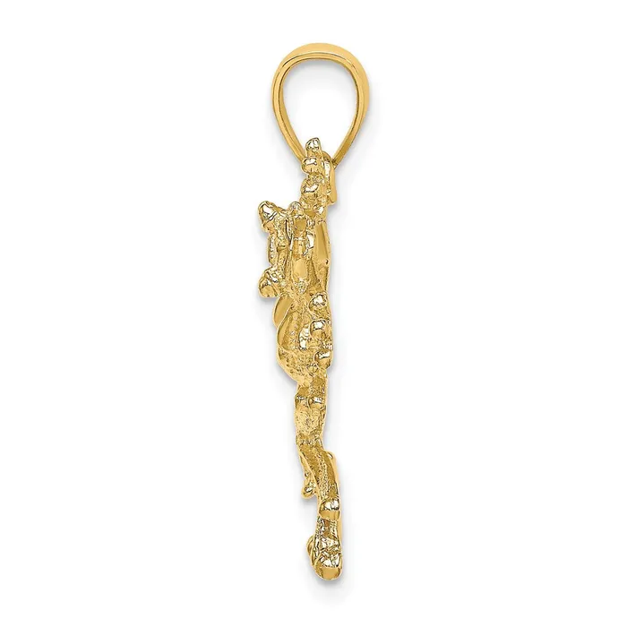 14K 2D Textured Frog Charm TreasureFineJewelers Charm Necklaces