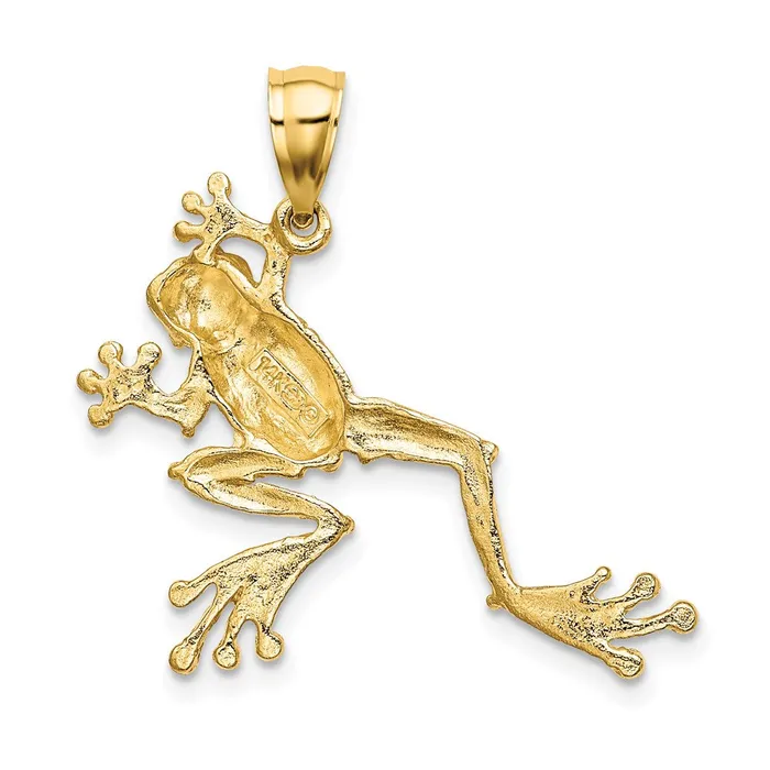 14K 2D Textured Frog Charm TreasureFineJewelers Charm Necklaces