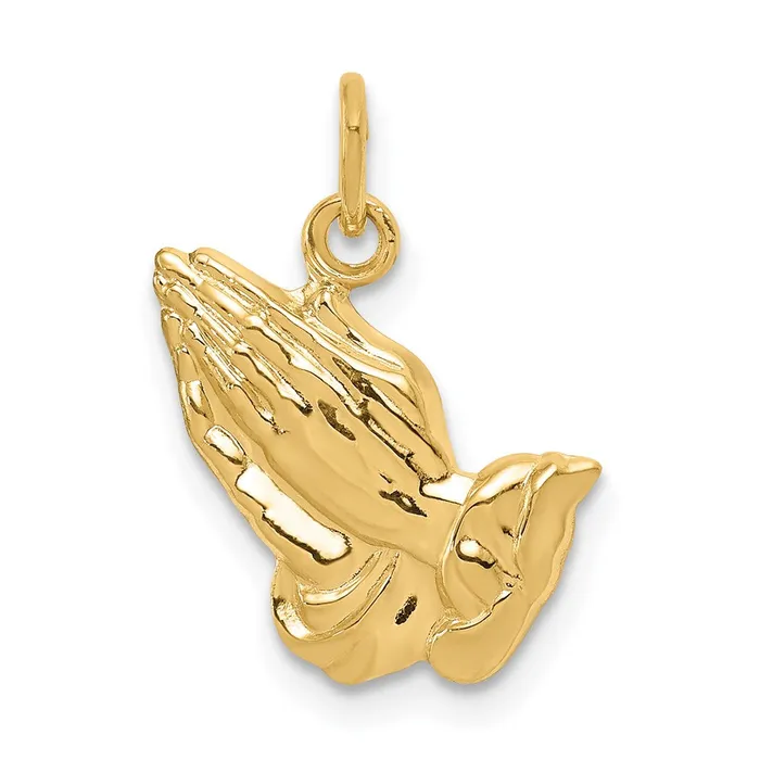 14k Praying Hands Charm TreasureFineJewelers Charm Necklaces