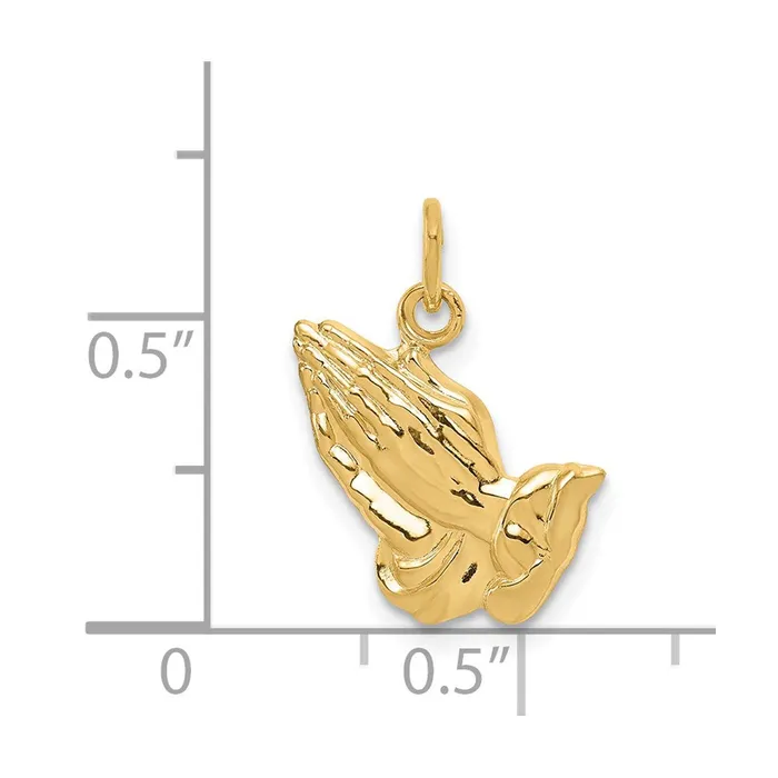 14k Praying Hands Charm TreasureFineJewelers Charm Necklaces