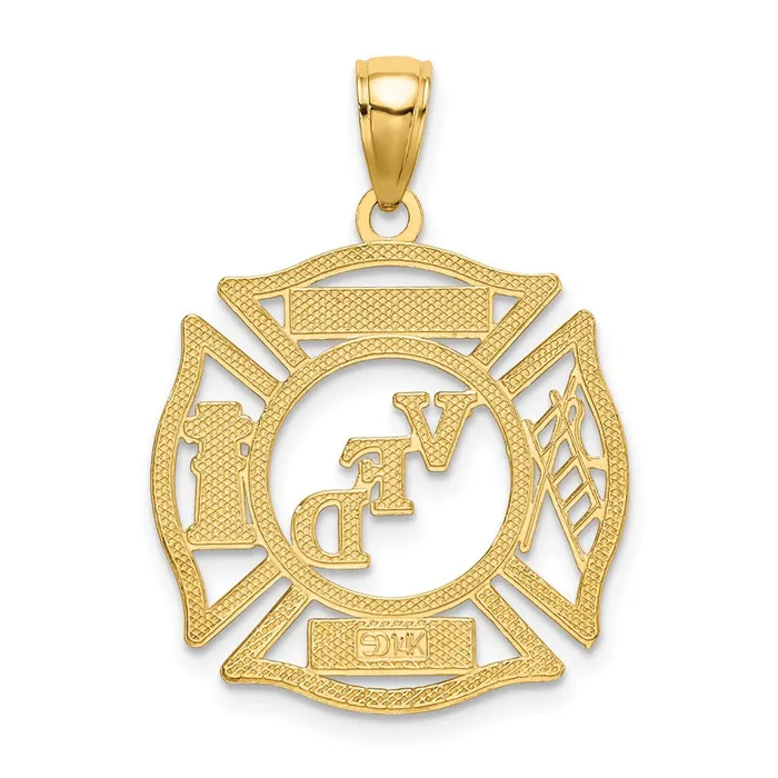 14k VFD Ladies AUX Shield Charm TreasureFineJewelers Charm Necklaces